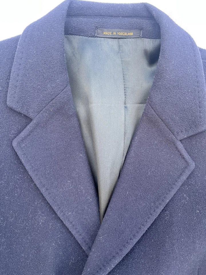Vintage Harvard Coop Society Wool Overcoat Mens Size 44 Blue Made in Yugoslavia  - Image 3 of 4