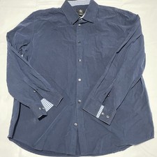 Calvin Klein Classic Fit Dress Shirt Navy Men's Large Button-Up Long-Sleeve