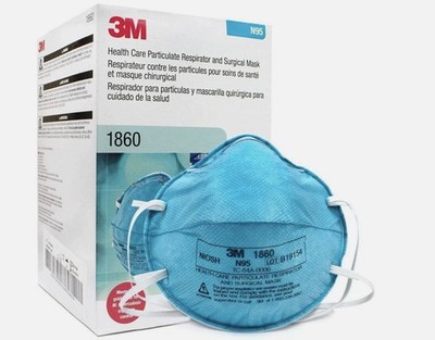 3M  1860 N95 Adult Face Mask Particulate Respirator 20/Box