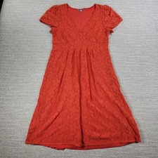 Anthropologie Leifnotes Dogflora Dress Womens L Orange Floral Lace Lined