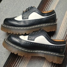 Vintage Dr Martens Doc England Rare Black White Brogue 3989 Shoes Mens US 8 UK 7