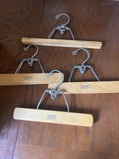 SETWELL vintage clamp style WOODEN Trouser HANGERS pants slacks skirt lot x4