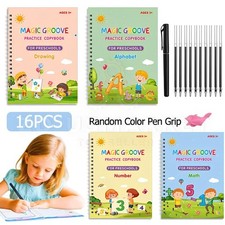 16PCS Grooved Magic Practice Copybook Set Boys Girls Handwriting Book Practice