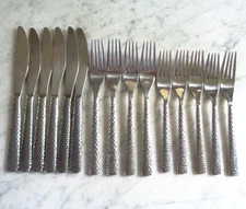 Cambridge Stainless Arkita Hammered Dinner Knives, Dinner Forks & Salad Forks