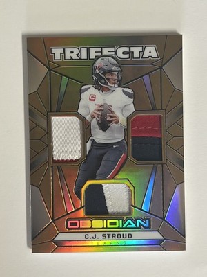 2024 Obsidian Trifecta CJ Stroud #TS-CJS Swatches Gold 7/10 (Jersey #) - Texans