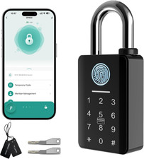 Heavy Duty Fingerprint Padlock with Key, Outdoor Smart Padlock with Code Keypad,