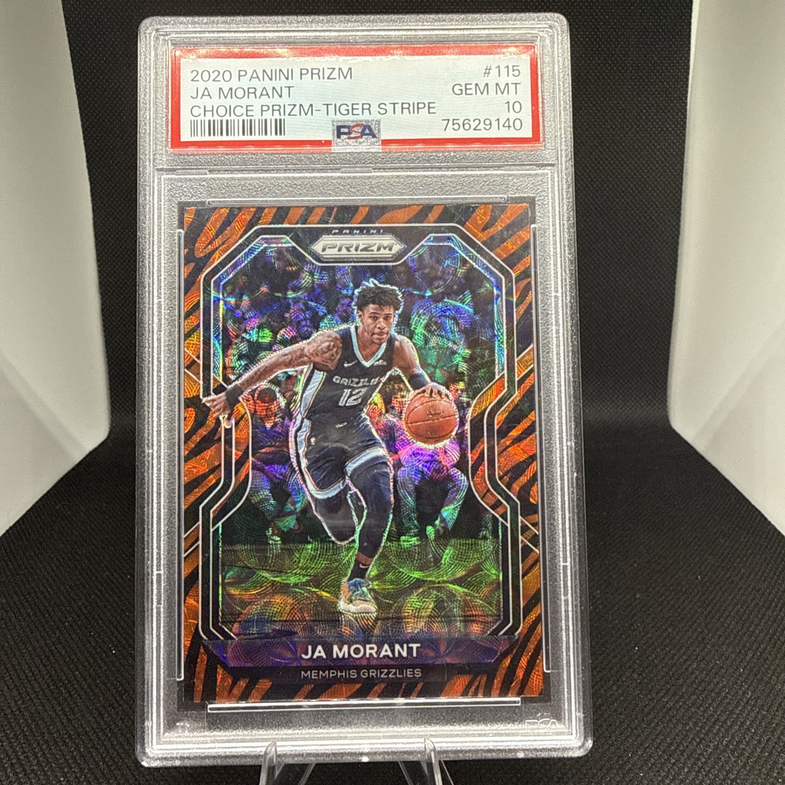 2020-21 Panini Prizm Ja Morant SP Choice Tiger Stripe Prizm #115 PSA 10 GEM MINT
