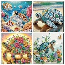 4 Pack Sea Turtle Diamond Art Kits for Adults,5d Diamond Painting Kits turtle
