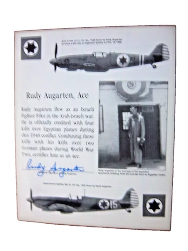 RARE - U.S WW2 ACE FIGHTER PILOT LT COL RUDY AUGARTEN SIGNED 10" x 8" PHOTOGRAPH