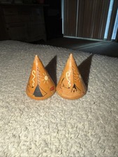 Vintage Salt and Pepper Shakers Wooden Teepee Native American Peace Pipe