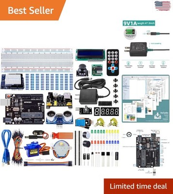 Complete Arduino Starter Kit with LCD 1602, Power Supply & No Soldering Needed