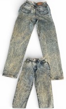 Vintage 80s Levi s Acid Wash Jeans 12 USA 16505 Denim Hipster Full Leg Cotton