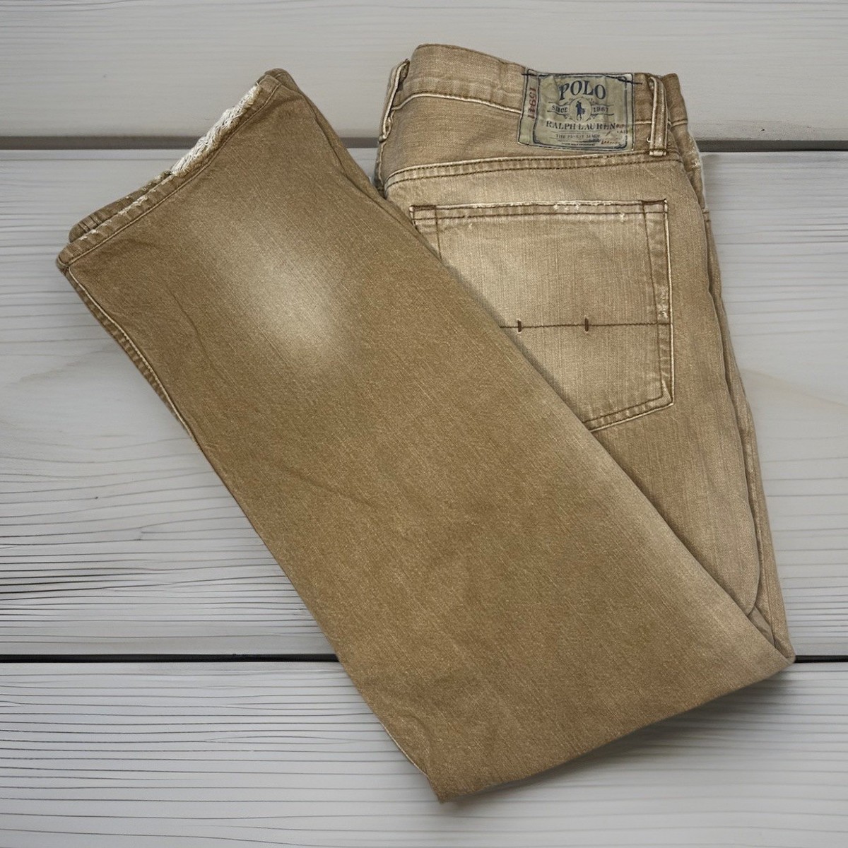 Polo Ralph Lauren 867 Classic Jeans Mens 36x32 Tan Baxter Straight
