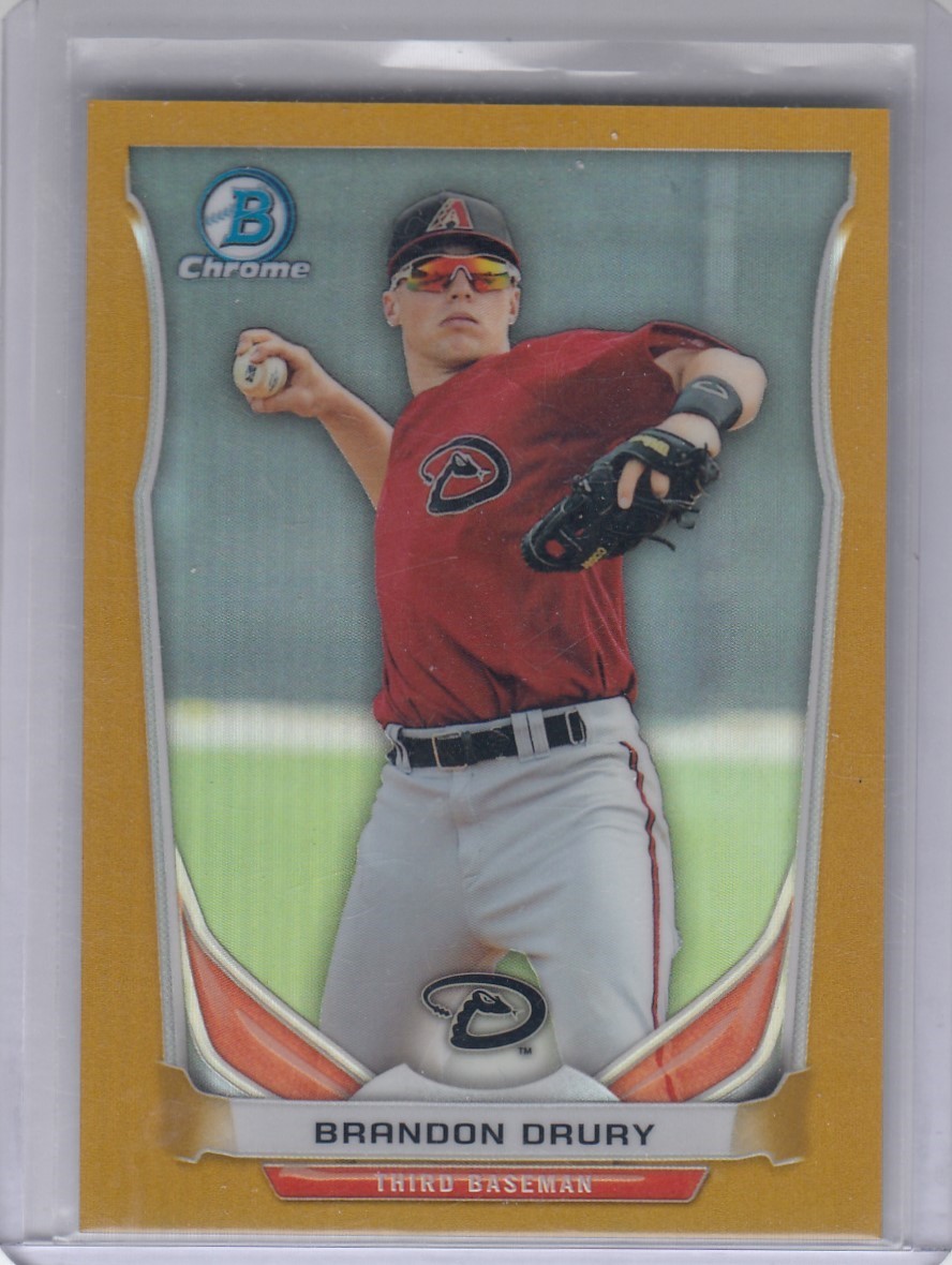 2014 Brandon Drury Bowman Chrome Prospects ROOKIE GOLD REFRACTOR /50 - #77