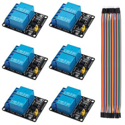 6Pcs 2 Channel DC 5V Relay Modules with Low Level Trigger Optocoupler Protection