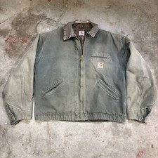 Vintage 90s Carhartt JB0866 Distressed Detroit Jacket Large Moss Green Blanket