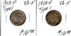 BUFFALO NICKELS Type 1, 1913 in Very Good to Fine condition, For Left coin only