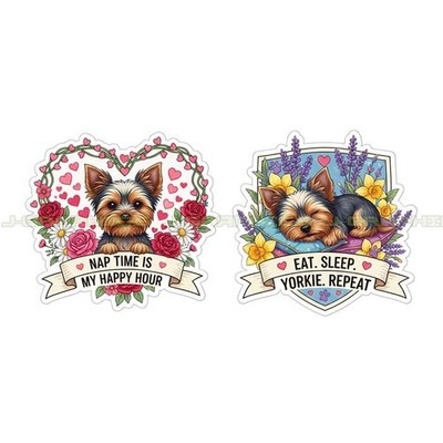 Yorkshire Terrier Yorkie Dog Vinyl Decal Sticker Cute Pet Nap Sleep 2 Pack PP