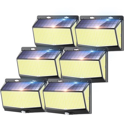 6Pack 468 LED Solar Wall lights PIR Motion Sensor Outdoor Garden Security Lamp