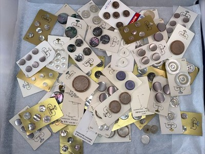 Vintage Large Mixed Lot Glowy Brown Purple White Buttons on 51 Cards LaMode
