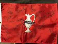 Jack Nicklaus Signed The Tradition Golf Flag 21 Signatures PSA/DNA Cer ID:128851