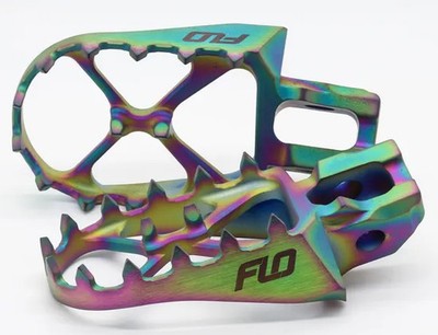 Flo Pro Series Footpegs Driver Foot Pegs Pair Ti Iridescent KTM 125 XC 23-25
