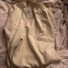 Zara: Cream high wasted, wide bottom sweatpants