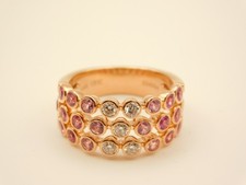 NEW Costco Round Cut Pink Sapphire & Diamond 14kt Rose Gold Ring Size 5