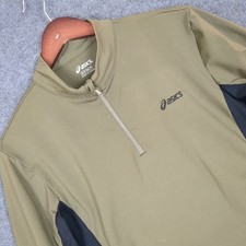 Asics Mens Small 1/4 Zip Pullover Athletic Running Top Thumbhole