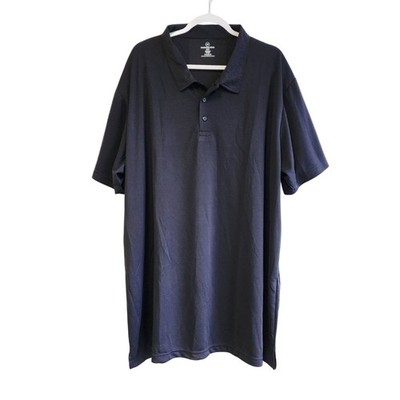 Real Essentials Mens Size 4XT Navy Polo Shirt Short Sleeve Polyester Lightweight