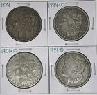 1889 1899-O 1901-O 1921-D Morgan Dollar Lot of 4
