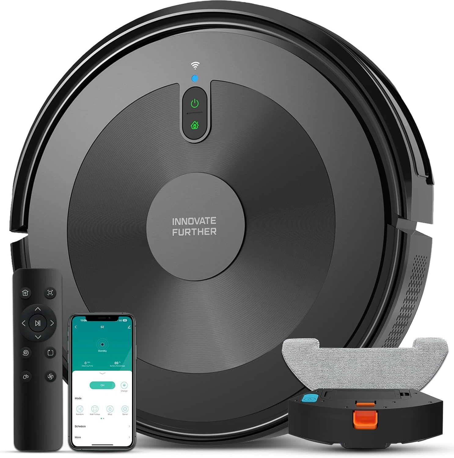 2-in-1 Robot Vacuum & Mop, 2500Pa Suction, Alexa/App Control, Self-Charging