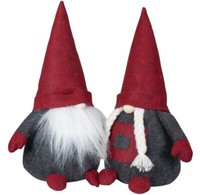 Weihnachtswichtel 18Cm-30Cm Gnom Sitzend Grau-Rot Dekofigur Weihnachten