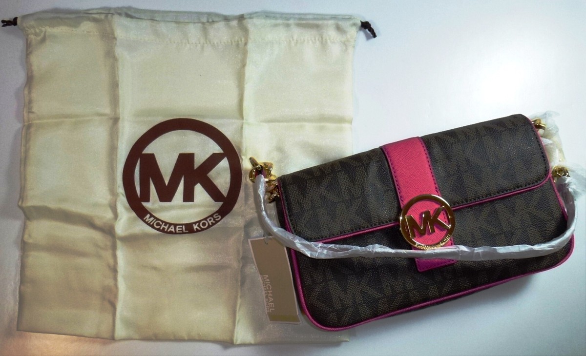 Michael Kors Womens Mirella Medium Pebbled Leather Tote Bag  Michael Kors Pink and Black Women\'s Bag display picture 1