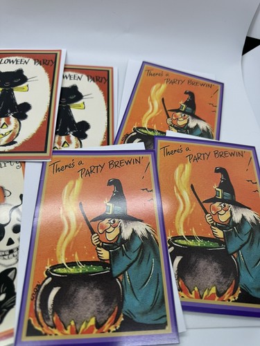 Vintage Style Halloween Party Cards Variety 8 In Lot Blank - Picture 3 of 3