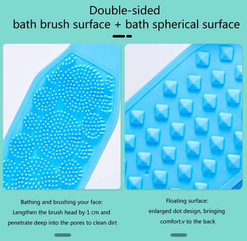 Silicone Bath Towel Back Brush Scrubber Exfoliating Scrub Body Wash Dual Side - Picture 2 of 16