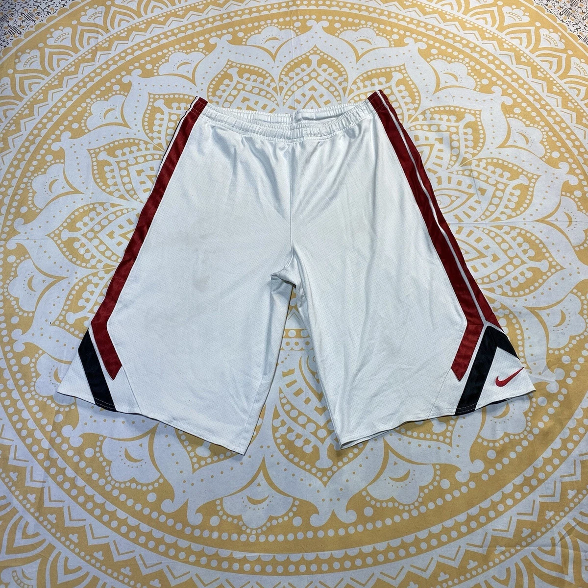 Nike Shorts White Red Black Retro Vintage Basketball Gym Training