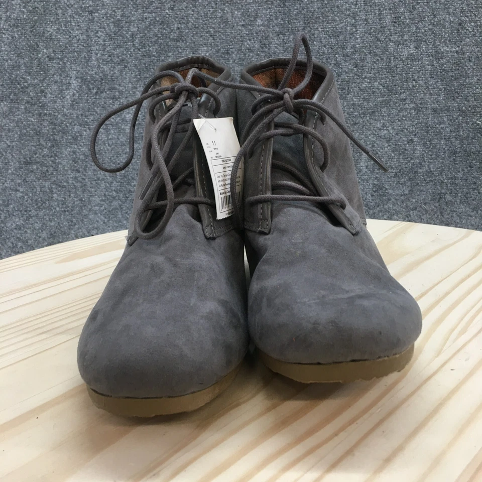 Mad Love ботинки женщин 11 мирт на танкетке ботинок серый замшевый шнурует вверх повседневный новый - Изображение 4 из 4