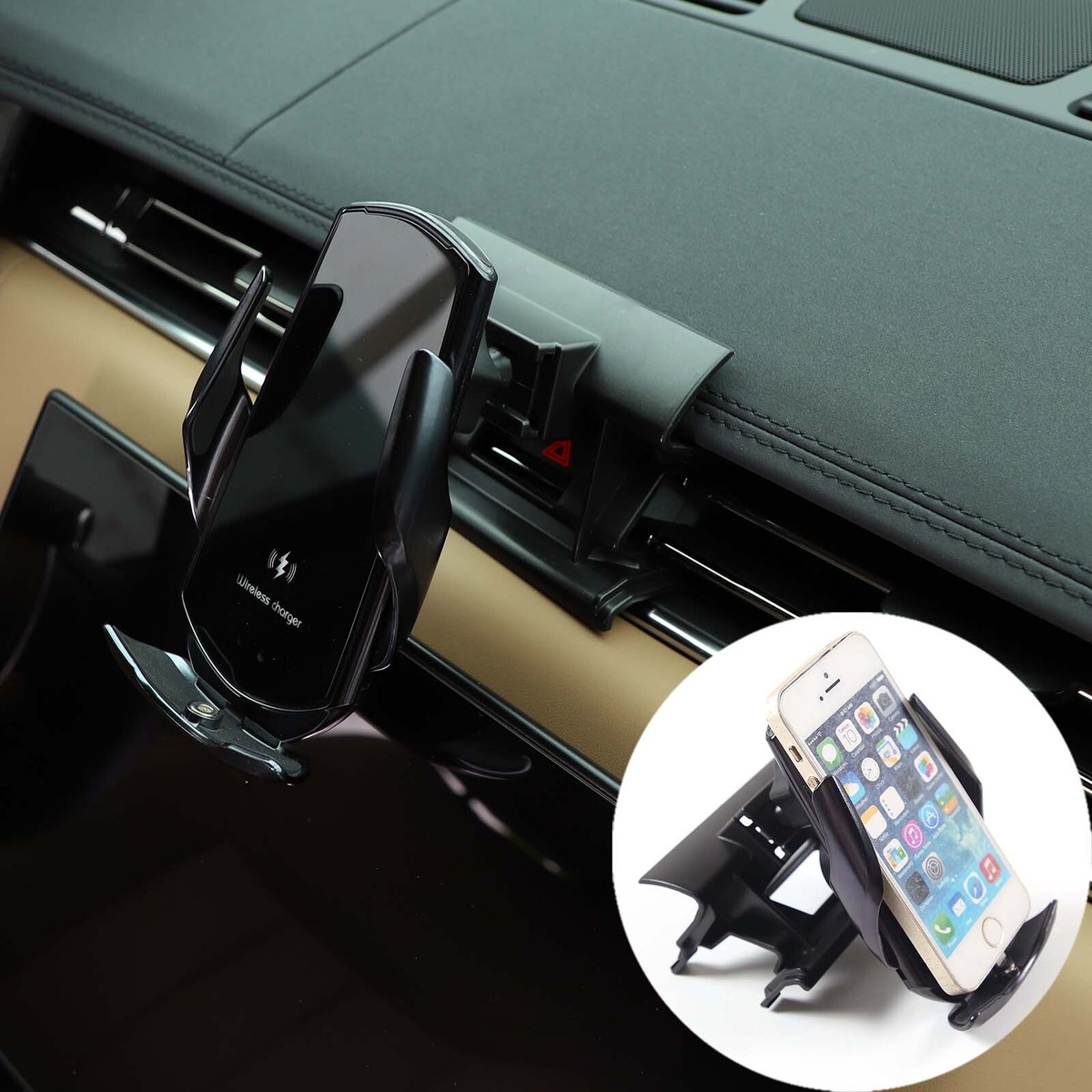 Black Air vent Wireless Charger Phone Holder For Land Rover Range Rover 2023