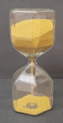 Retro Glass Sandtimer Sand Timer Gold 6.25'' Tall
