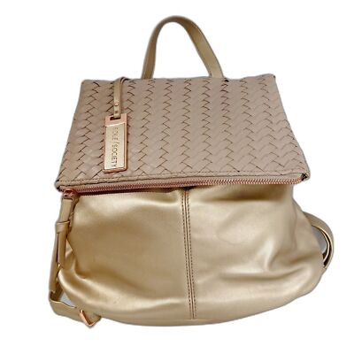 Sole Society Gold Faux Leather Foldover Backpack Bag | eBay display picture 2