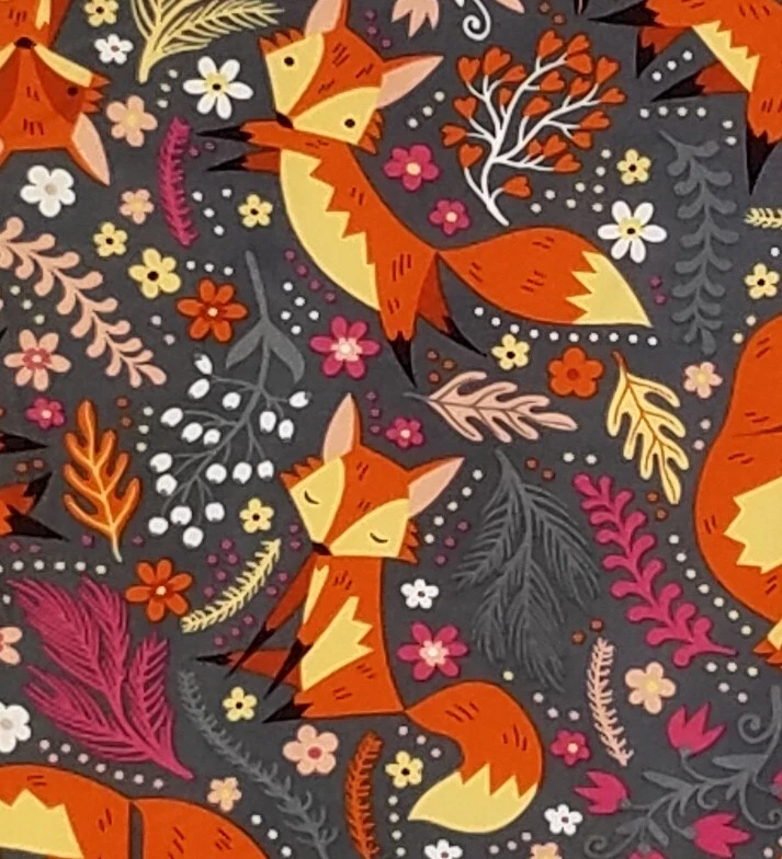 OS LuLaRoe One Size Leggings Fox Foxes Floral Woodland Nature Rare ! U01 - Image 2 of 4