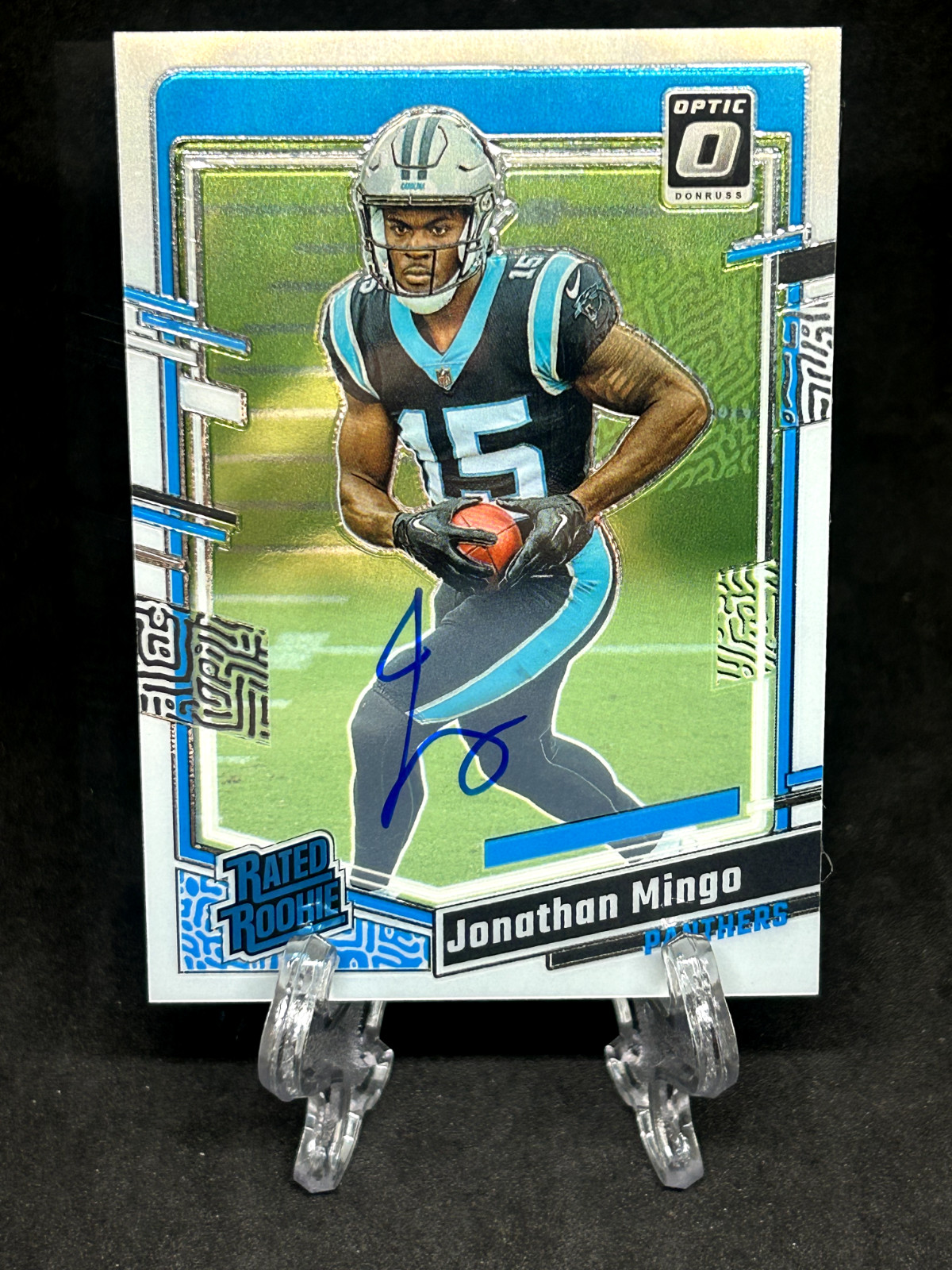 Jonathan Mingo 2023 Panini Donruss Optic Football Rated Rookie On-card Auto /199