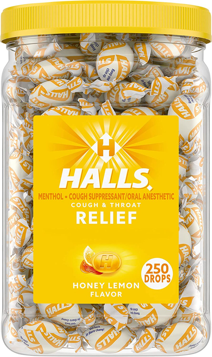 HALLS Relief Honey Lemon Sugar Free Cough Drops, Value Pack, 180 Drops