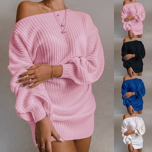 hot pink off the shoulder sweater dress