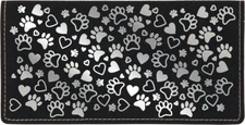Paw Prints Laser Engraved Leather Checkbook Cover