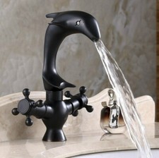 Oil Rubbed Brass Dual Cross Handle Dolphin Bathroom Faucet 360 Swivel Mixer Tap