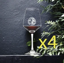 Dragon Yin Yang Wine Glasses x4 Premium 12 Oz Personalize Fantasy Book NEW