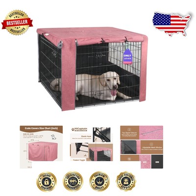 Heavy-Duty Pink Dog Crate Cover for 42'' Metal Cages - Water-Resistant Features