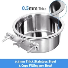 Bird Feeders Parrot Stainless Steel Cups Food Bowl Bird Cage Cup for 5 SIZES